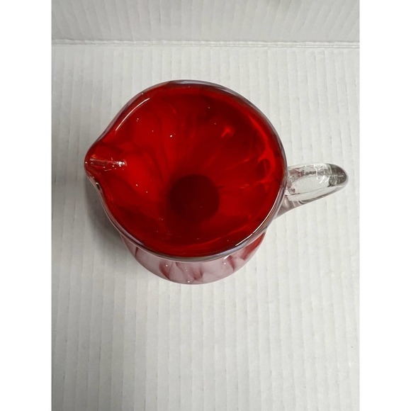 Vintage Red and White Splatter ware Blown Glass Pitcher - Picture 3 of 3